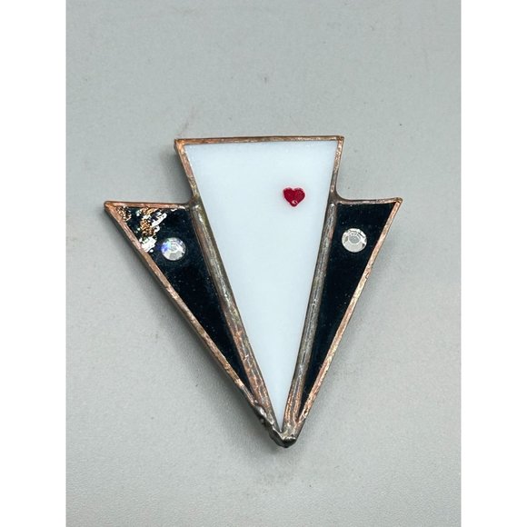 Vintage Handcrafted Glass Pin Brooch Geometric Abstract 70s Costume Jewelry - Picture 3 of 5